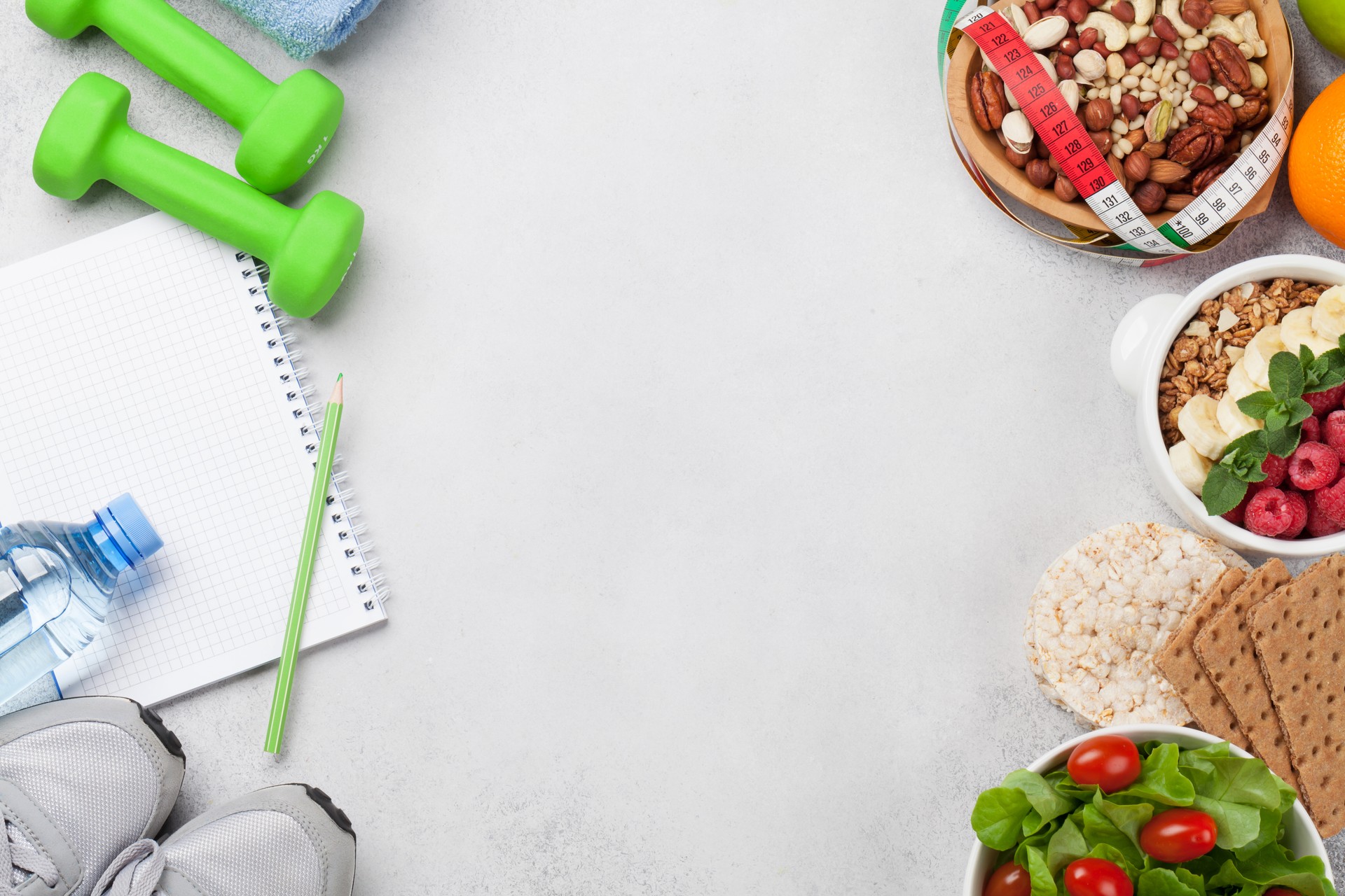 Healthy food and fitness concept